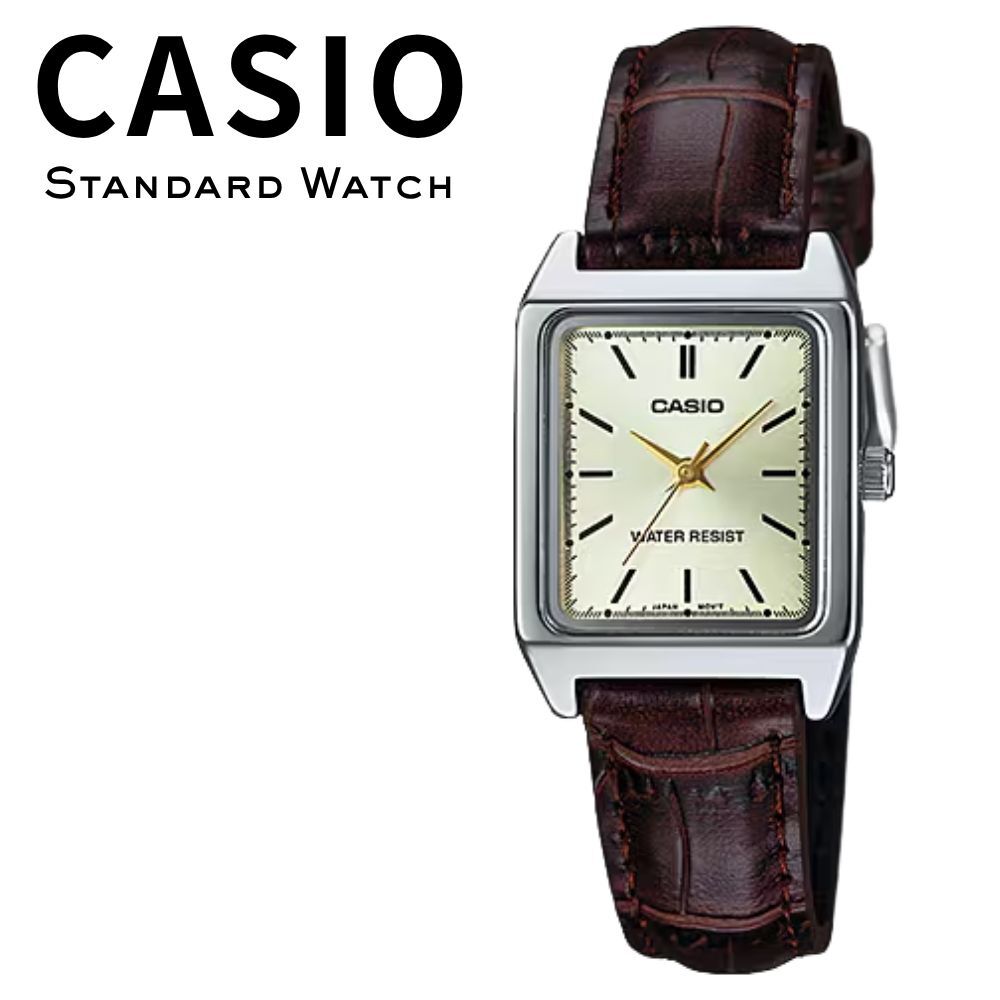 箱なし カシオ 腕時計 レディース CASIO ゴールド ブラウン シルバー スクエア 長方形 小さめ レザーベルト 革ベルト 海外モデル 逆輸入 シンプル 上品 仕事 通勤 誕生日 プレゼント ギフト 成人 卒業 入学