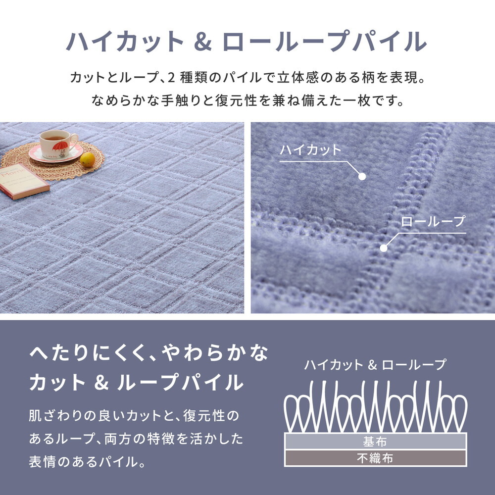 ラグ カーペット 敷き詰め シオン 江戸間3帖 3畳 抗菌 防臭 フリーカット 平織 格子柄