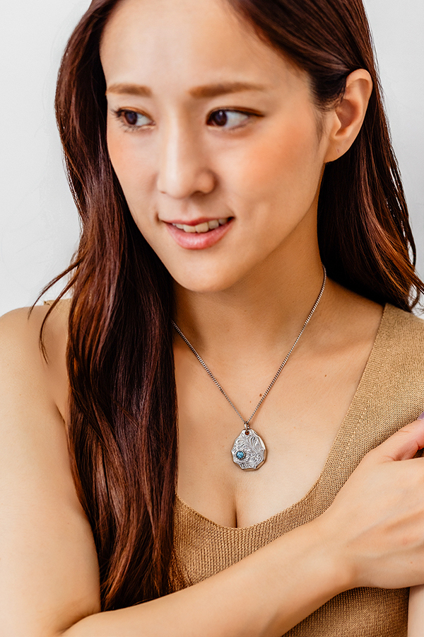 ハワイアンジュエリー ネックレス ターコイズ レディース メンズ ステンレス 石 スクロール シルバー 金属アレルギー チェーン付き サージカルステンレス つけっぱなしOK プレゼント ペア