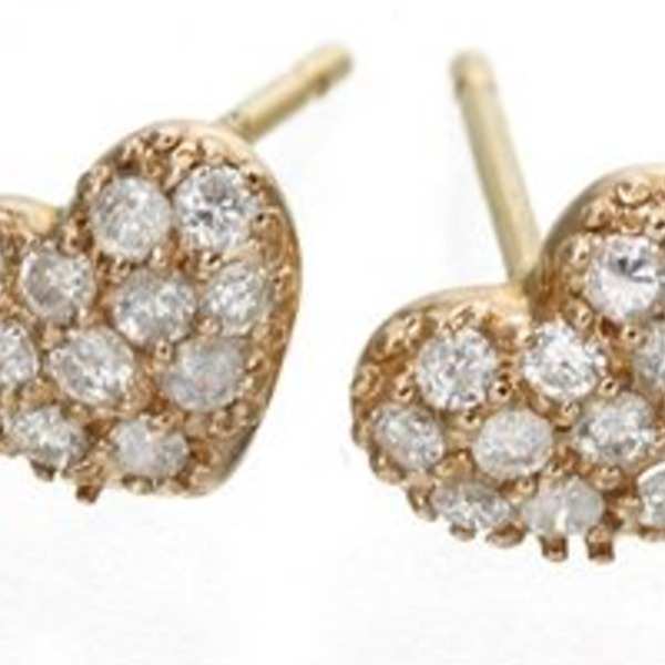 K10PG ハート ダイヤモンド パヴェ ピアス ピンクゴールド 天然ダイヤ 0.1ct パヴェセッティング ぷっくり ハート型 スタッドピアス レディース アクセサリー ジュエリー プレゼント ギフト 記念日
