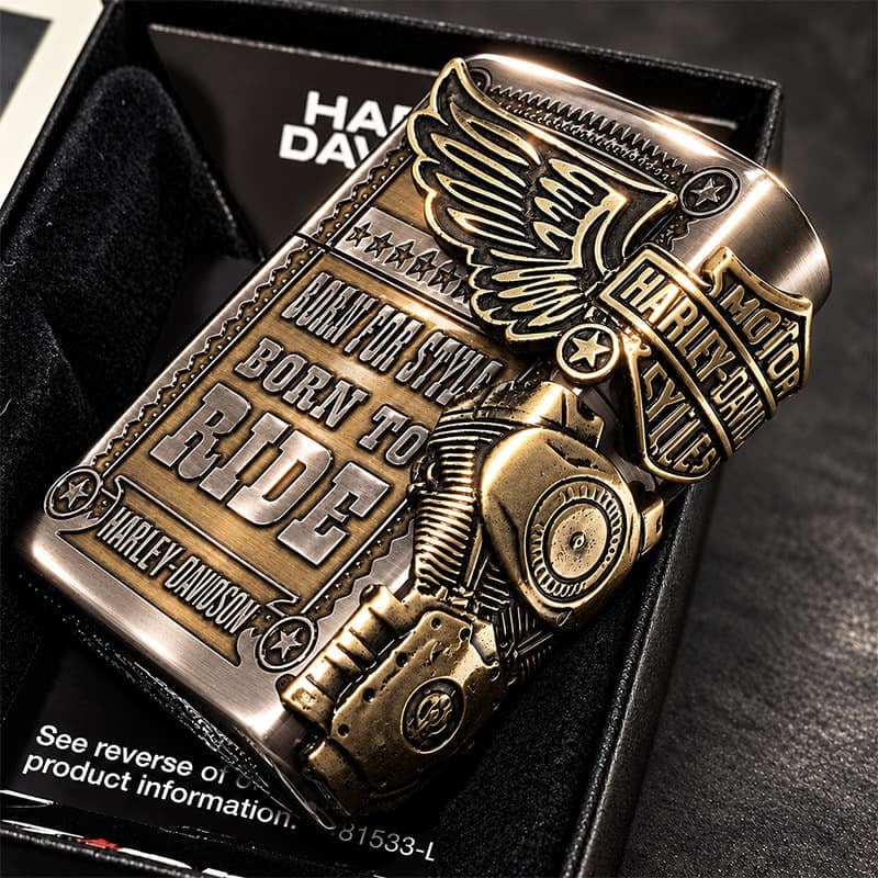 ZIPPO ライター ハーレー ダビッドソン ジッポ アンティークシルバー＆ゴールド 金銀 古美仕上げ 3面メタル イーグル 日本国内限定モデル かっこいい ギフト ジッポー