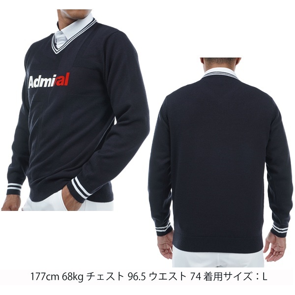 アドミラル ゴルフ メンズ UJジャカード　Vネックセーター ADMIRAL GOLF ADMA369 秋冬モデル お誕生日祝い お祝い 記念品 お父さん 父の日 彼氏 男性 30代 40代 50代 60代  還暦祝い 敬老の日 人気プレゼント プレゼント