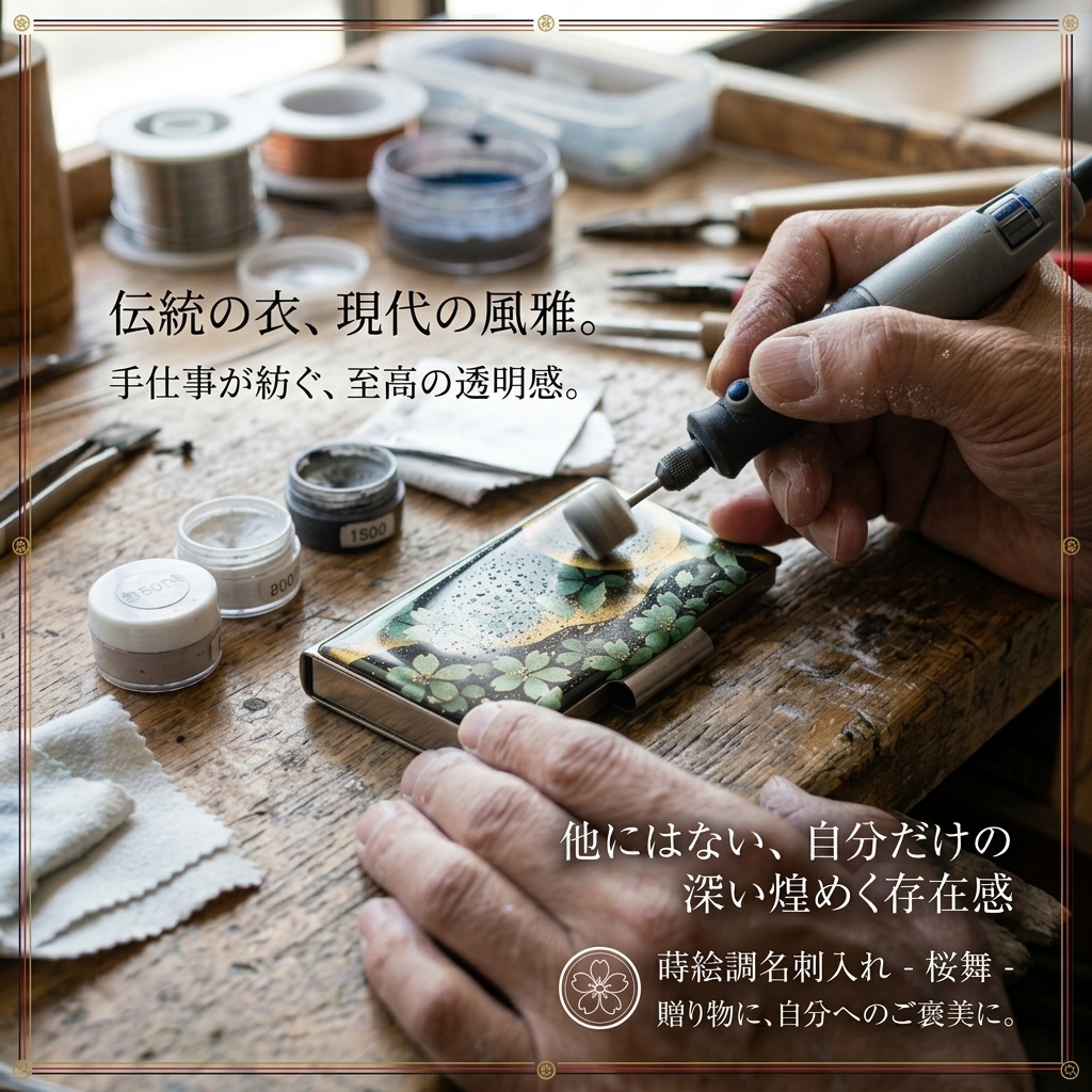 名刺入れ『芽』和柄 和風 カードケース 夜桜 伝統工芸 職人 手作り 名入れ 記念日 誕生日 ギフト 送料無料 和風 ハンドメイド 立体彩色 螺鈿風 20代 40代 50代 プレゼント お祝い 還暦 退職 卒業