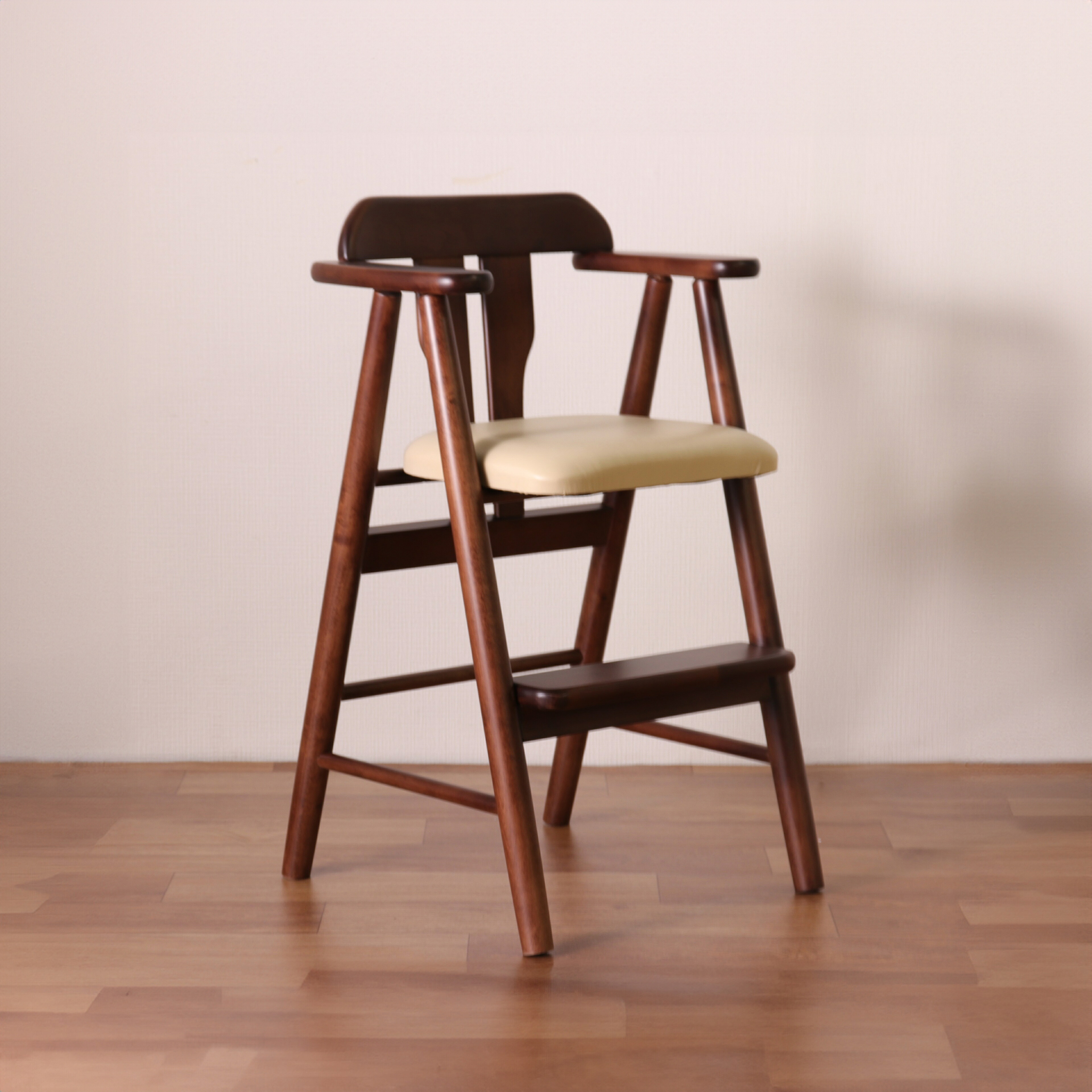 ベビーチェア 完成品 天然木 ライトブラウン・ダークブラウン W44xD44xH72.5cm・座面高49cm・足乗せ高26cm 子供椅子 キッズチェア 木製 ライトブラウン ダークブラウン おしゃれ