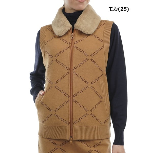 トミーヒルフィガー ゴルフ レディース ベスト モノグラムジャカード ファートリム ニットベスト TOMMY HILFIGER GOLF THLA487 秋冬モデル お誕生日祝い お祝い 記念品 30代 40代 50代 60代 母の日 お母さん 還暦祝い 敬老の日 彼女 人気プレゼント プレゼント