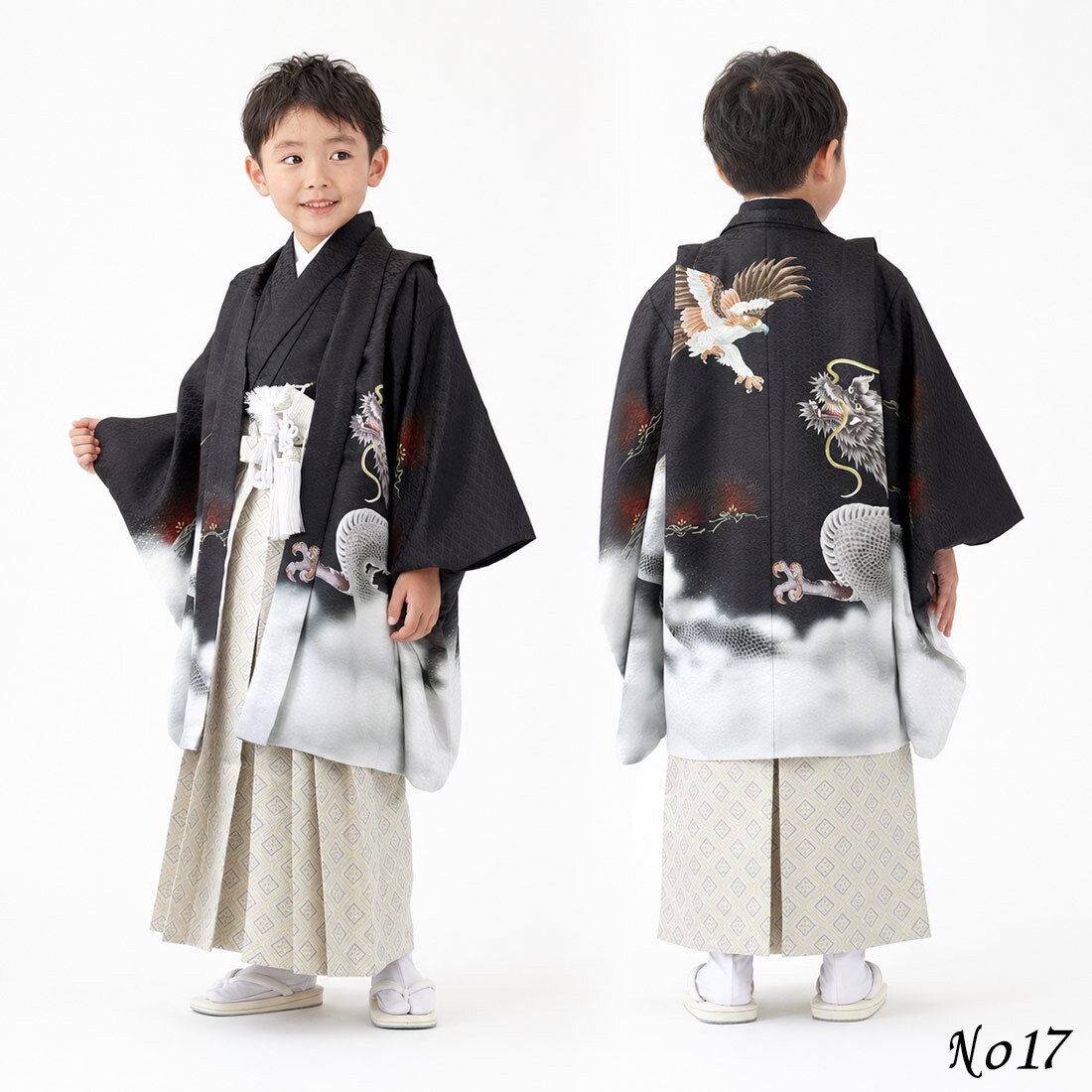 七五三 着物 男の子 5歳 袴 PO-112 購入 販売 鷹兜松 鷹 兜 男児 753 羽織袴 羽織 袴セット 男の子袴 セット 和装 レトロ 龍 子供 五歳 5才 お正月 ボーイズ