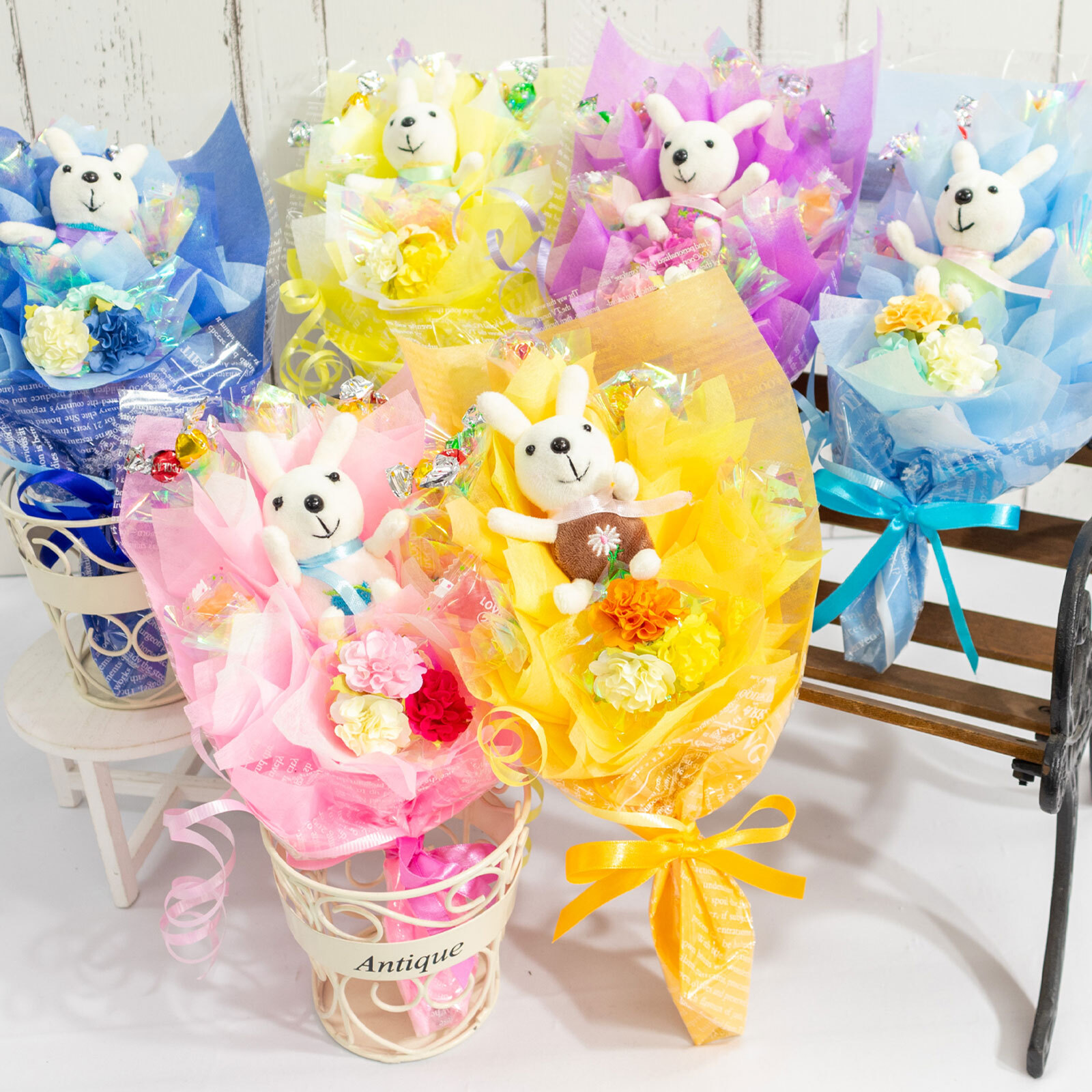 キャンディー フラワー ミニミニ ブーケ ギフト オレンジ むらさき ピンク 赤 水色 青 黄緑 黄色 花 造花 卒業 卒園 誕生日 プレゼント ギフト 女性 母 祖母 女友達 退職祝い 結婚記念日 母の日 お祝い 発表会 子供 遊戯会 贈り物 送料無料