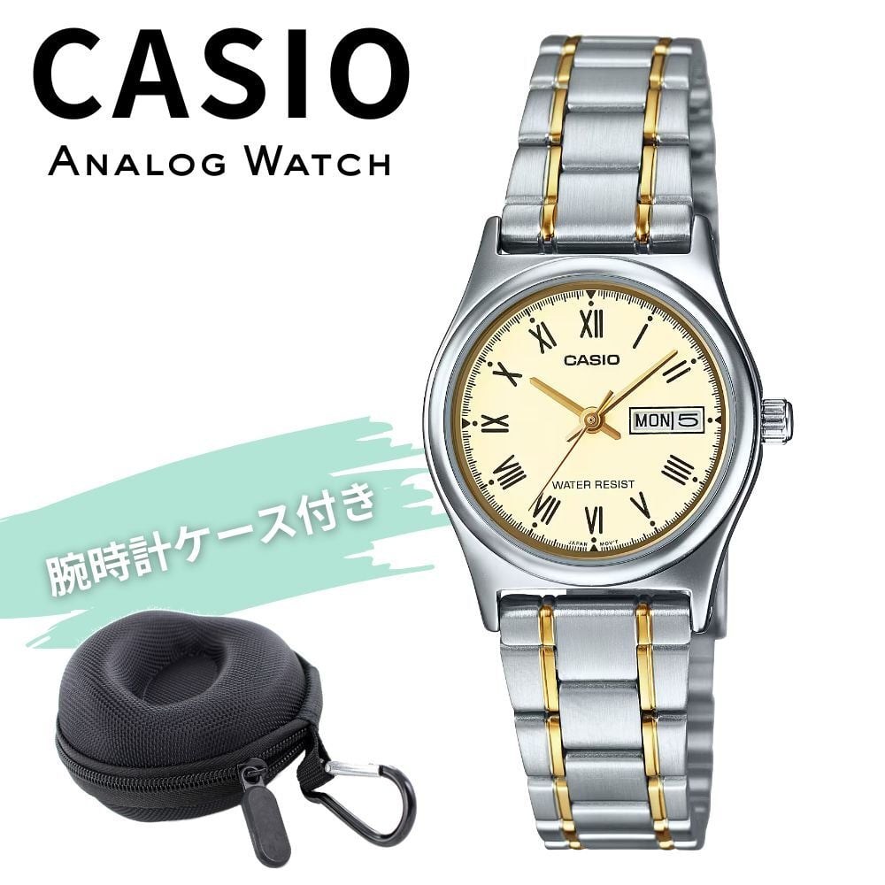 カシオ 腕時計 レディース シャンパン ゴールド シルバー ローマ数字 CASIO 海外モデル アナログ 曜日 日付 カレンダー メタル ステンレス おしゃれ プレゼント ギフト 収納ケース付き 成人 卒業 入学