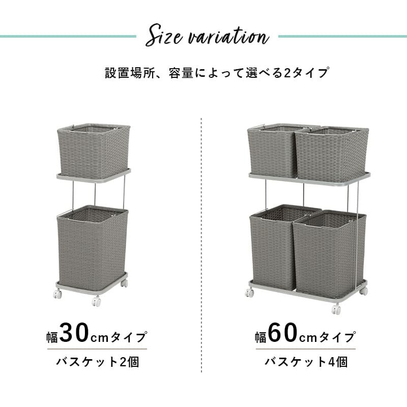 ラック ランドリー 2段 幅60cm カゴ 洗濯かご 4個つき 洗濯機 収納 おしゃれ スリム 縦型 洗濯機収納 ランドリー収納 ホワイト グレー 収納棚 洗濯物 洗面所 脱衣所 新生活