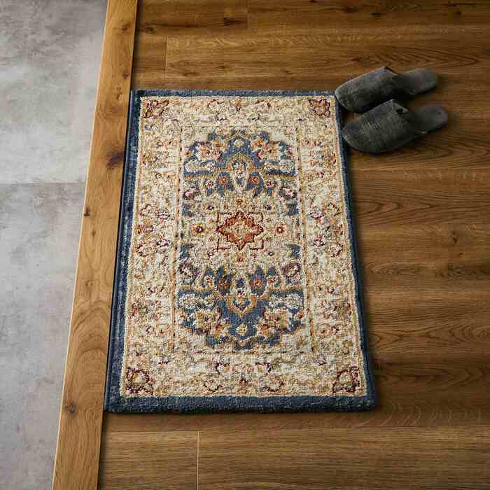 ラグ カーペット 玄関 屋内 屋外 輸 入 ネカル アイボリー 約50×80cm 長方形 民族調 エスニック モダン シンプル オールシーズン 丈夫 50×80cm ルカス ブルー 新生活
