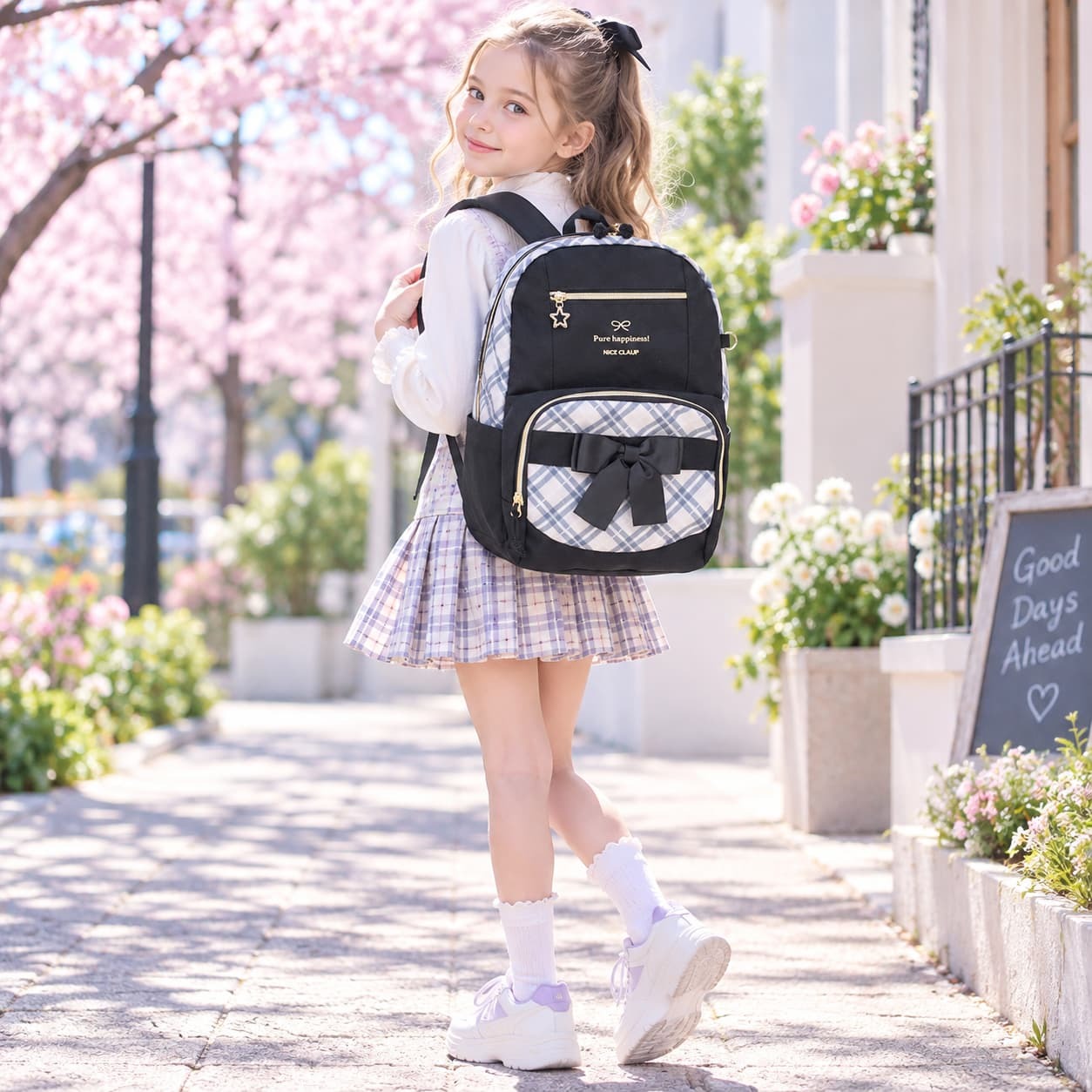 NICECLAUP イリス デイパック 15L リュックサック 大容量 かばん カバン 鞄 バッグ 普段使い 使いやすい キッズ 女の子 ギフト プレゼント ブラック nc424