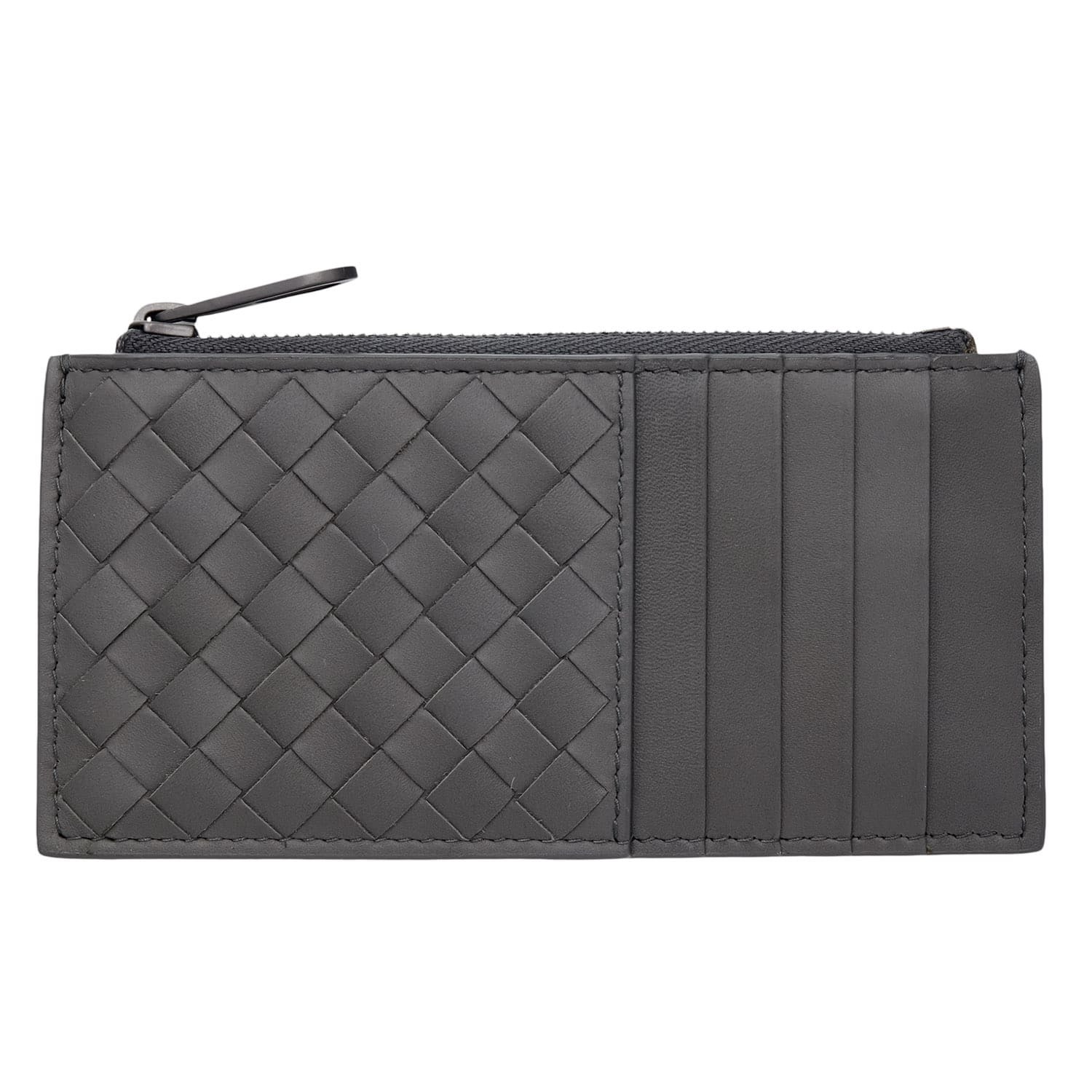 ボッテガヴェネタ BOTTEGA VENETA コインケース 小銭入れ カードケース フラグメントケース イントレチャート メンズ グレー 本革 レザー 薄型 ミニ財布 ファスナー 566430 V47W1 1428 カード5枚