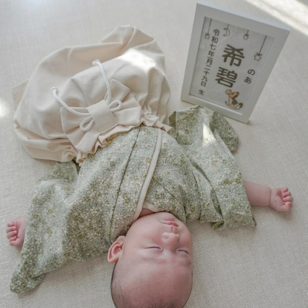 【木馬刺繍命名書】刺繍 命名書 フレーム付き 額付き シンプル 赤ちゃん 命名紙 台紙  名入れ ギフト 1歳 誕生日 記念品 出産祝い ２Ｌサイズ  ギフト プレゼント おしゃれ かわいい 額縁