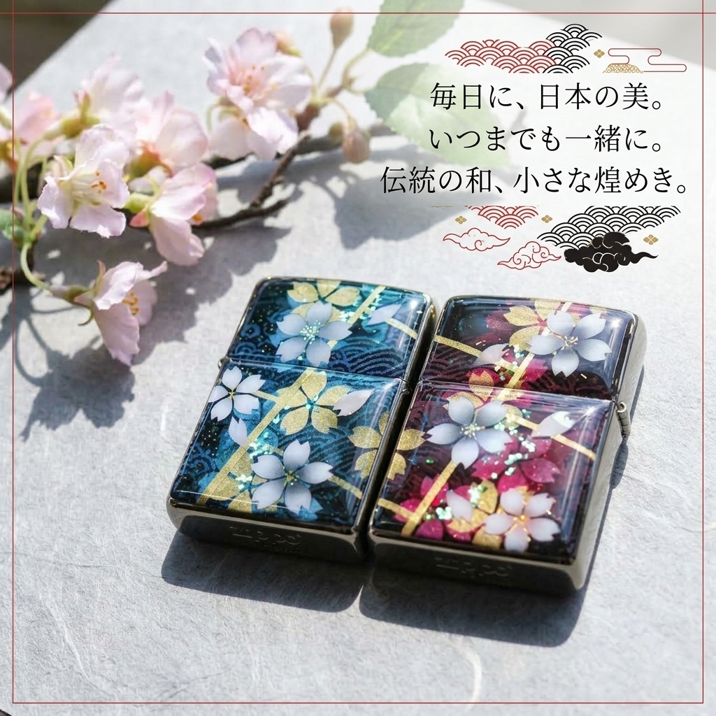 職人の手作り！和柄ペアzippo『帆』名入れ 送料無料 和風 桜 工芸 ハンドメイド ジッポ ライター 喫煙具 電子タバコ アイコス イルマ ギフト プレゼント
