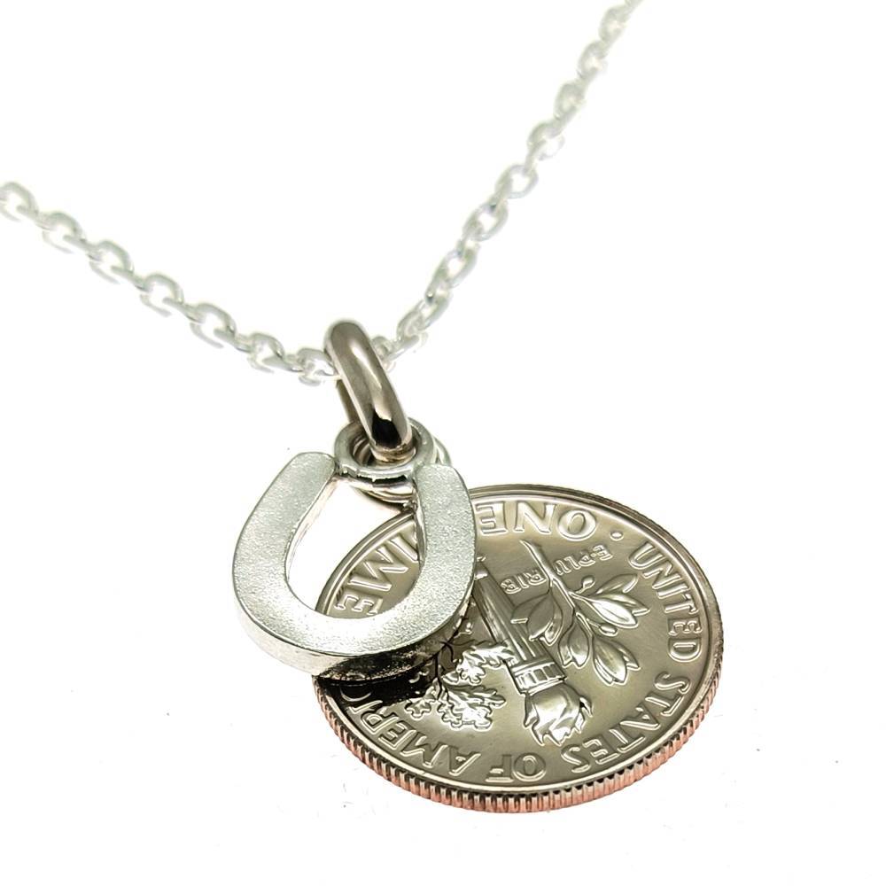 誕生年のプレゼント 【誕生年 ラッキーコイン DIME（ダイム）ネックレス】 ネックレス 名入れ の代わりに誕生年 誕生日プレゼント 男性 メンズ 20代 30代 40代 50代 60代 20歳 二十歳 18歳 卒業 入学 夫 息子 彼氏 男子 ラッキーチャーム