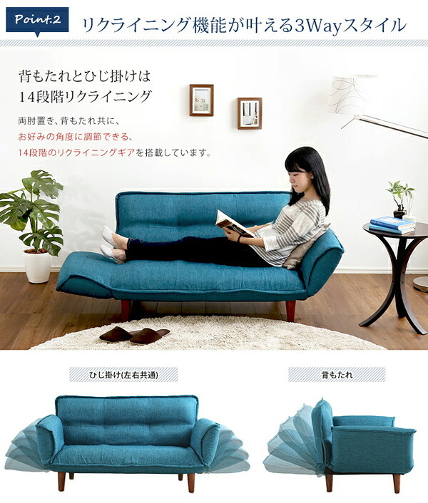 ソファベッド ソファ 2人掛け リクライニングソファ コンパクト コンパクトカウチソファ sofa ファブリック コンパクトサイズ 新生活 新築 新居 高級 モダン オシャレ お得 雑貨 オフィス 春 夏 Thun-トゥーン- ポケットコイル ソファー