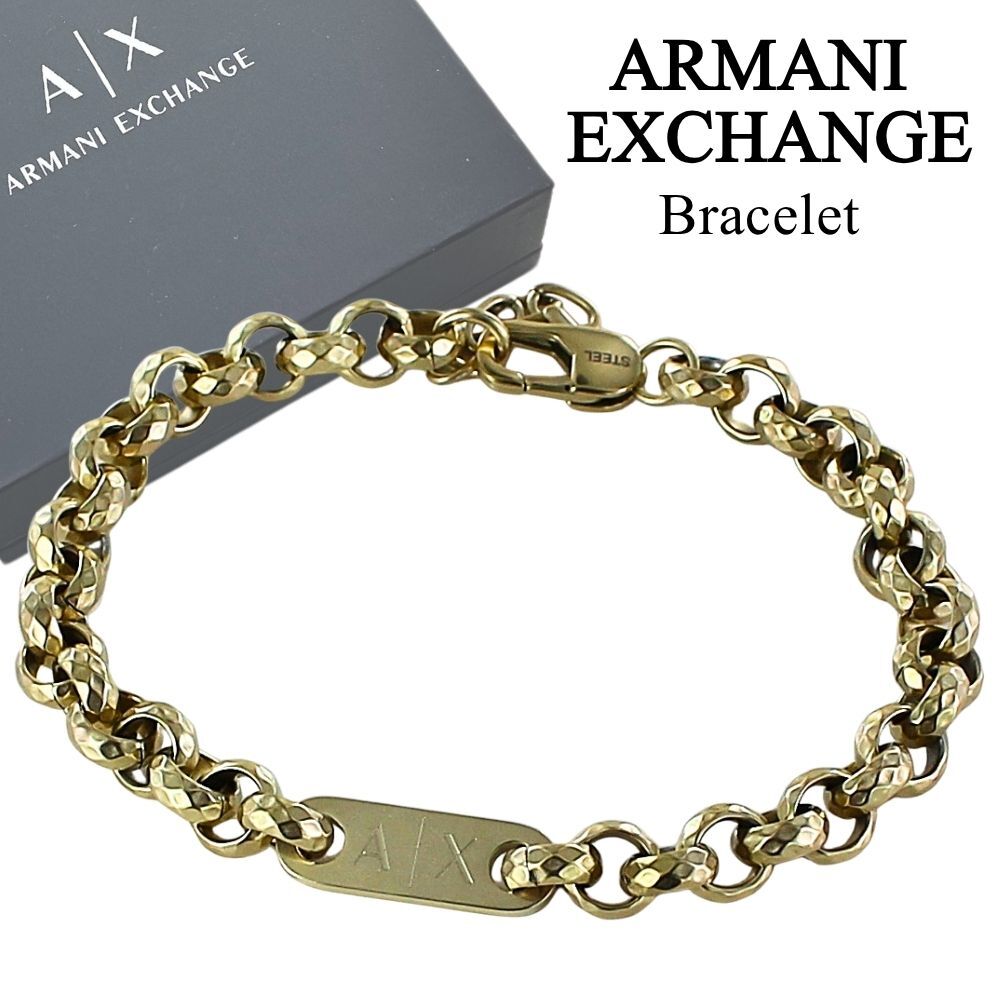 アルマーニエクスチェンジ ブレスレット メンズ レディース ゴールド ステンレス A|X ロゴ チェーン ユニセックス アクセサリー 誕生日 記念日 プレゼント ギフト ARMANI EXCHANGE 並行輸入品 成人 卒業 入学