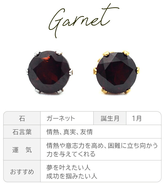 【新価格】ピアス メンズ 片耳 天然石 誕生石 ガーネット 5mm アレルギー対応 ステンレス ゴールド シルバー シンプル かっこいい 大人 30代 40代 50代 普段使い 品質保証書つき