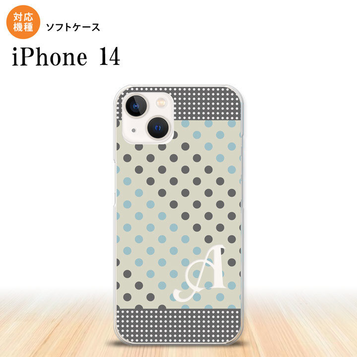iPhone14 iPhone14 スマホケース 背面ケースソフトケース ドット 水玉 C グレー 青 +アルファベット 2022年 9月発売 nk-i14-tp1650i