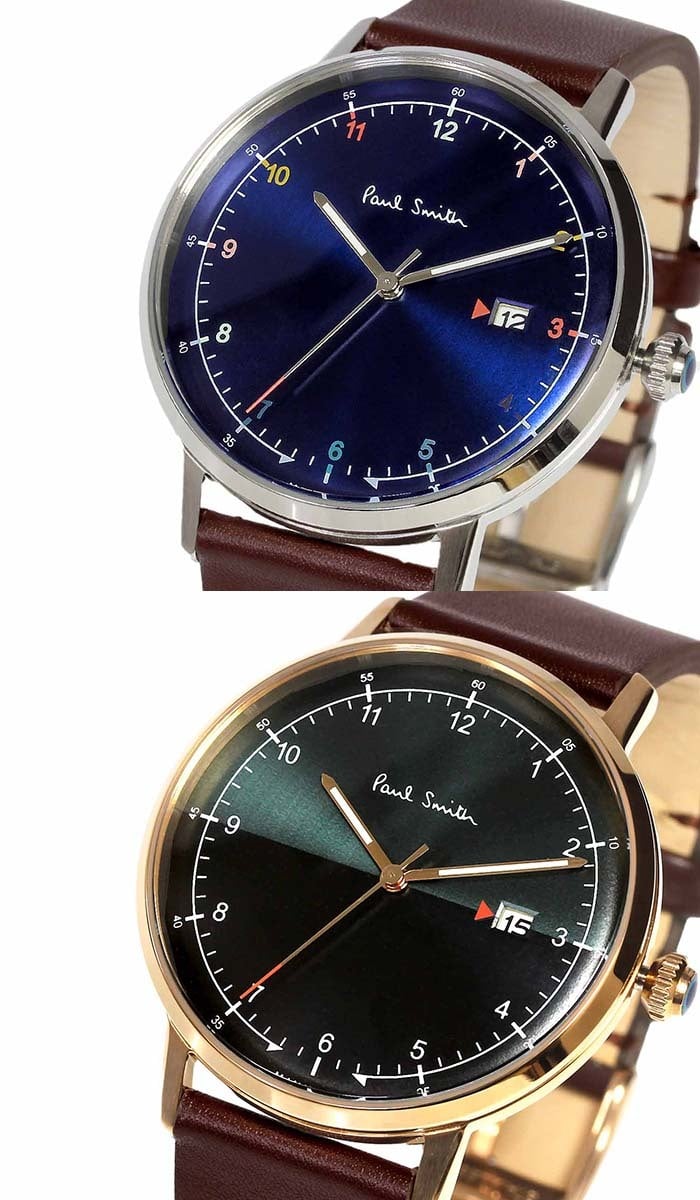 ポールスミス Paul Smith 腕時計 メンズ 革ベルト 41mm レザー クラシック ブランド 人気 ゲージ GAUGE グリーン ブラック シルバー パープル ネイビー ブラウン