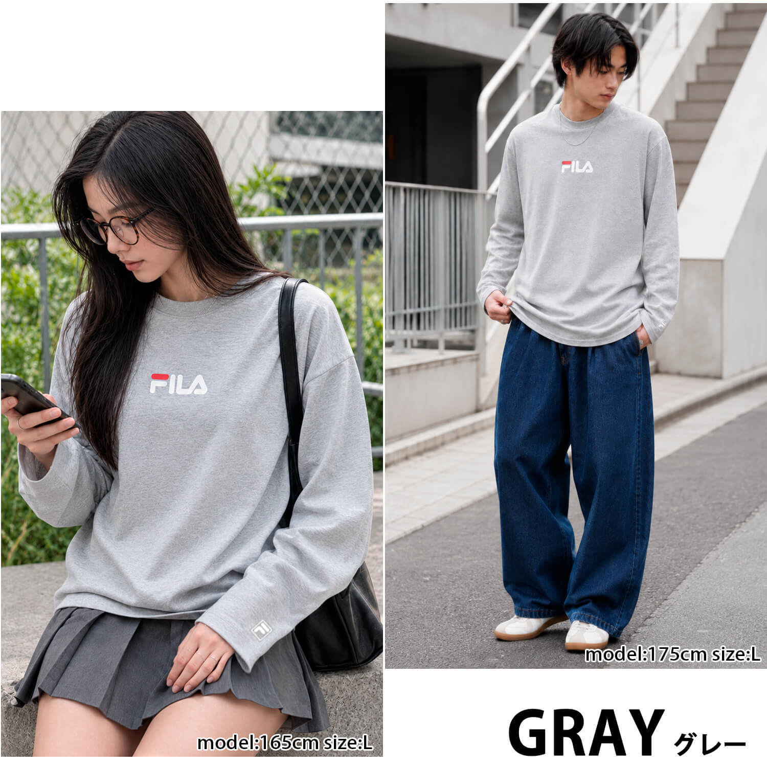  FILA フィラ Tシャツ メンズ 長袖 クルーネック 丸首 カットソー ロンT ブランド ロゴ プリント 無地 シンプル 綿混 おしゃれ  ゆったり 大きいサイズ  M L LL 3L 黒 白 紺 中学生 高校生 karlas