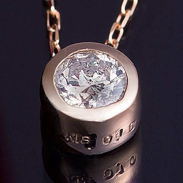ダイヤモンド ネックレス K18PG 0.1ct フクリン ペンダント 18金 ピンクゴールド 一粒ダイヤ シンプル 華奢 レディース アクセサリー ジュエリー プレゼント ギフト 贈り物