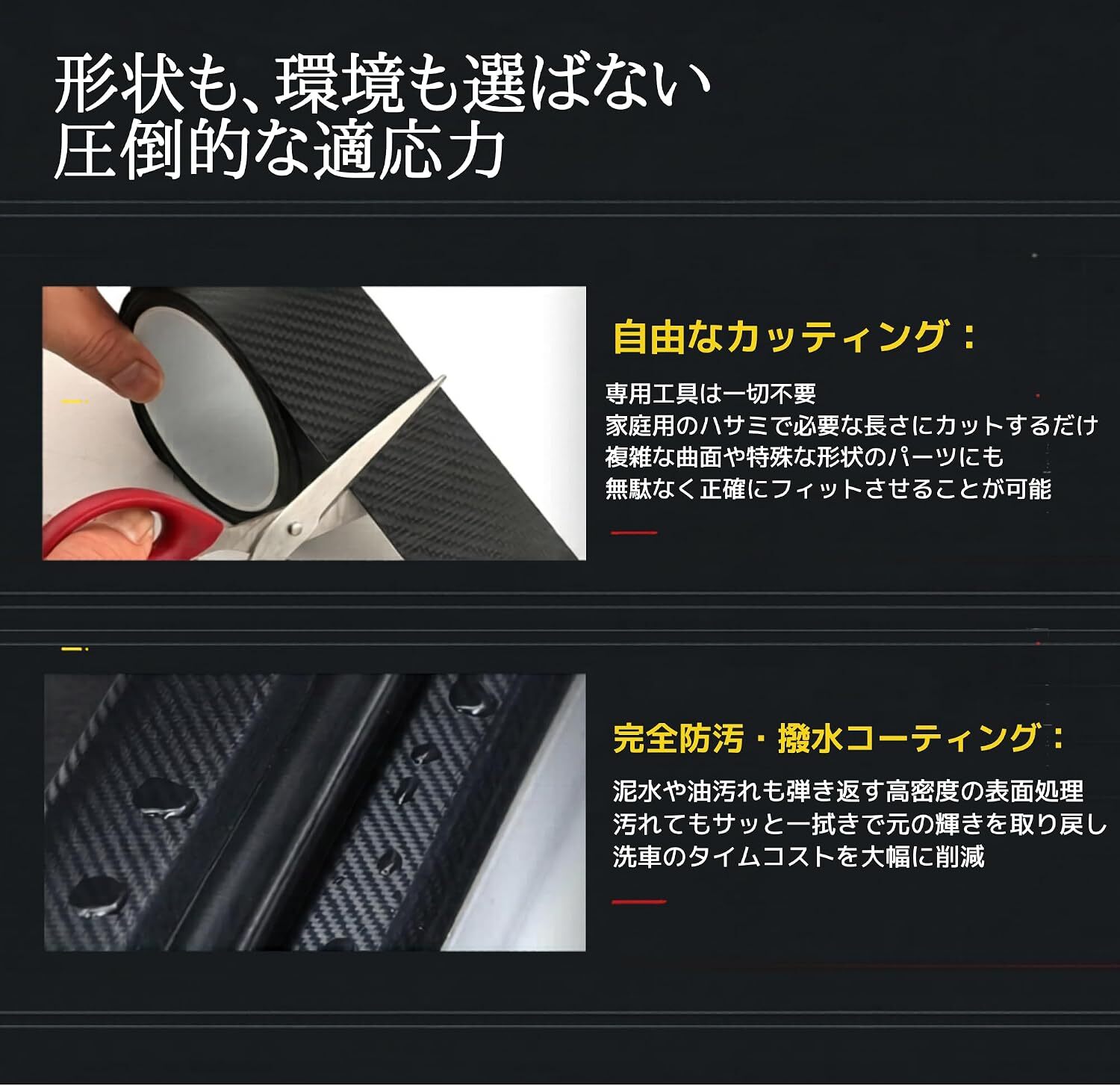車用 サイドステップ保護フィルム カーボン調 5cm/10cm幅 傷防止 ドアステップガード 簡単貼り付け 汎用タイプ LB0H2DBG8XJ