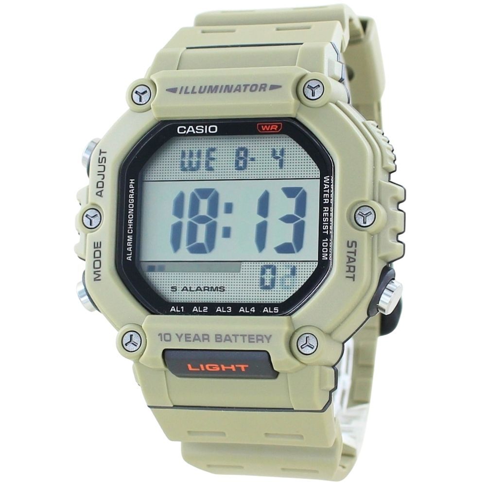 箱なし カシオ 腕時計 メンズ CASIO デジタル カーキ ベージュ 海外モデル 逆輸入 10年電池 100m防水 ストップウォッチ タイマー アラーム LEDライト アウトドア スポーツ 誕生日 父の日 プレゼント ギフト 成人 卒業 入学