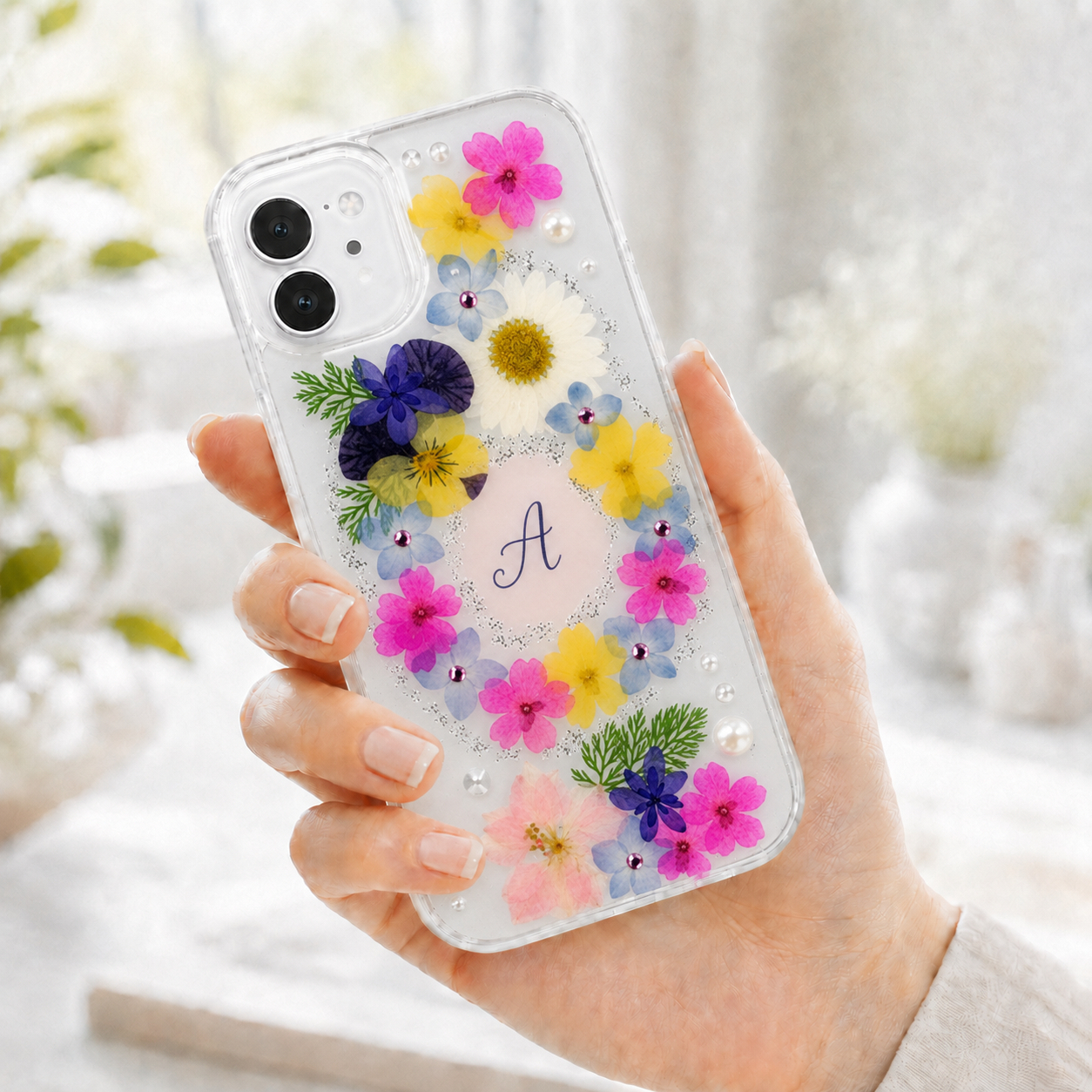 【ほぼ全機種対応スマホケース❁】押し花スマホケース NO.661（着日指定不可） 押し花＆レジン iPhone/Xperia/AQUOS/Galaxy他