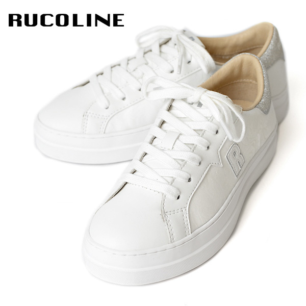 ルコライン スニーカー ルコライン 靴 RUCO LINE RUCO-019WH ROSE LUX 花柄生地 ホワイト 白 シルバーラメ 合皮 ローカット ファスナー無し ルコライン シューズ RUCO LINE ルコラインスニーカー フラットソール 新作 取扱店 京都 母の日 ギフト 数量限定