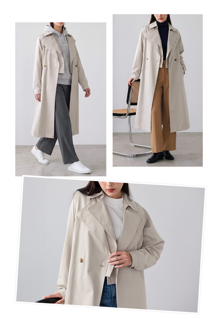 4WAY トレンチコート ロングベスト ショートジャケット 2点セット レディース HALEINE アレンヌ トレンチ コート ジャケット ベスト ストレッチ きれいめ 羽織り 通勤 秋 アウター ライトアウター レイヤード トレンチベスト 6F (08000372r)