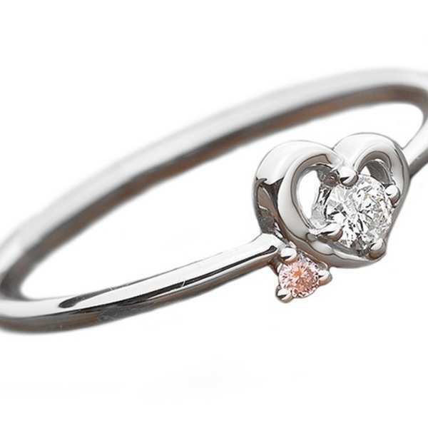 ダイヤモンド リング プラチナ Pt950 合計0.06ct ハートモチーフ 指輪 ピンクダイヤ 13号 レディース ジュエリー アクセサリー 鑑別カード付 婚約指輪 記念日 プレゼント