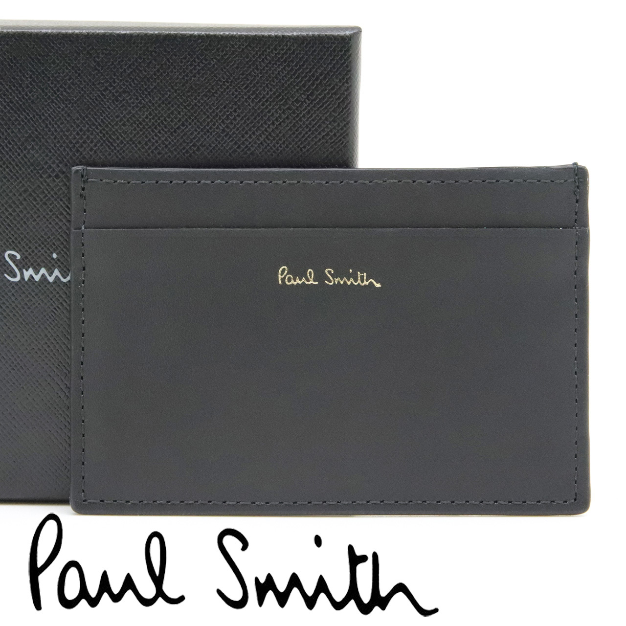ポールスミス カードケース Paul Smith 名刺入れ カード入れ パスケース メンズ レザー ブラック マルチストライプ M1A-4768-DMULTI 79 【ラッピング無料 誕生日 お祝い プレゼント ギフト 贈り物】 送料無料