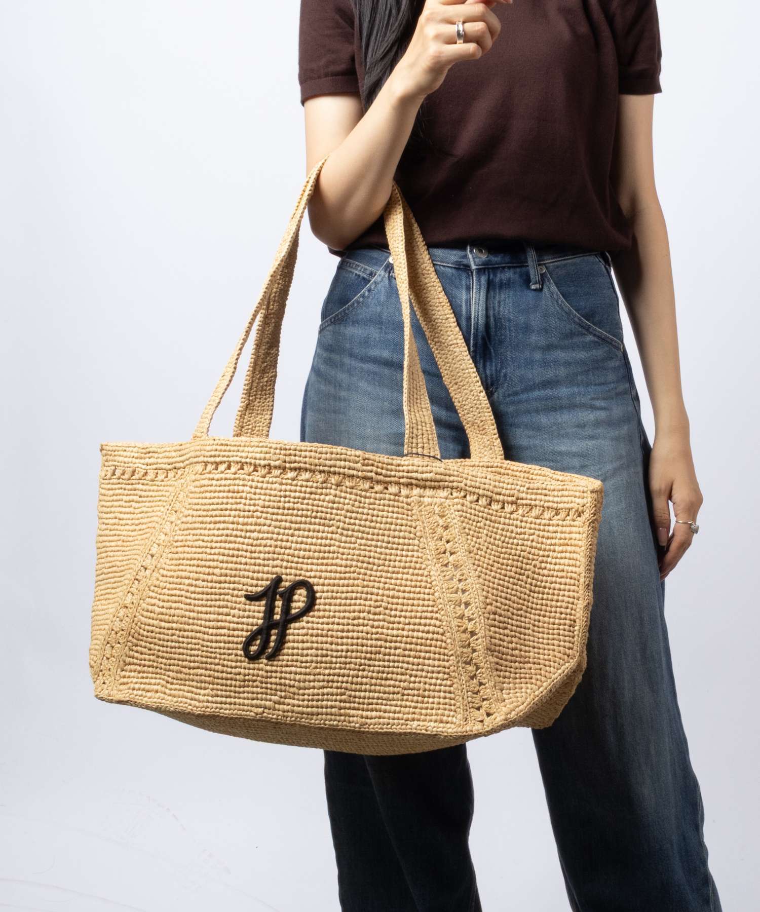 パトゥ PATOU TRAPEZE TOTE BAG GM ラフィア パトゥ ロゴ トラペーズ トート ラージ AC0920215 トートバッグ レディース バッグ