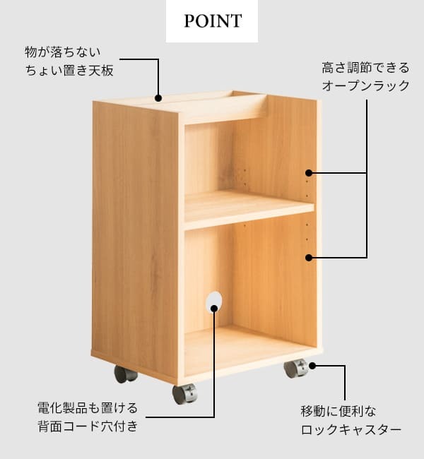 デスク チェア サイドワゴン キャスター付き おしゃれ 北欧 ワゴン 収納 A4サイズ 下 キッチンワゴン スリム キッチン収納 ファイルラック サイドラック ブラウン ナチュラル ワゴン〕オープンラックタイプ 新生活