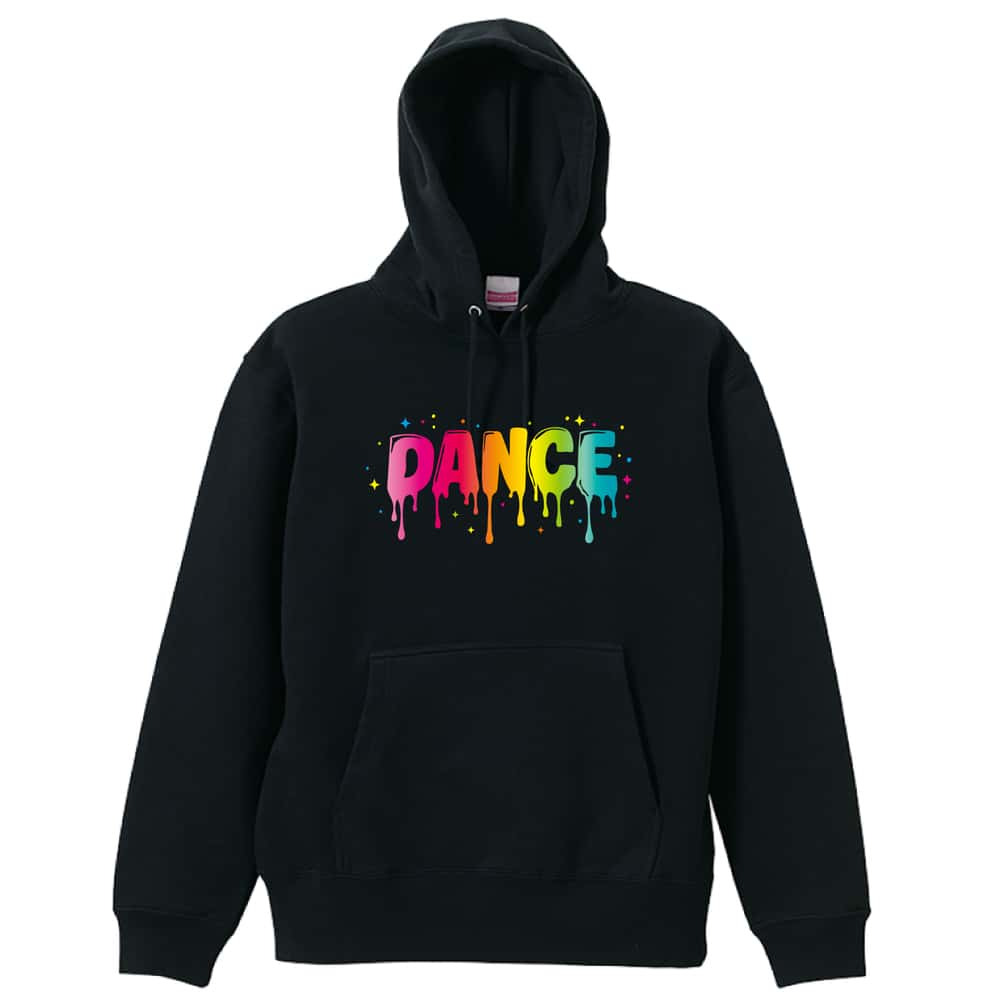 ダンス パーカー プルオーバー メンズ レディース ジュニア 練習着 裏パイル おもしろ 名入れ スウェット おしゃれ キッズ 大きいサイズ 文字入れ無料 「カラフルドリップDANCE」 アートワークスコウベ 【送料無料】