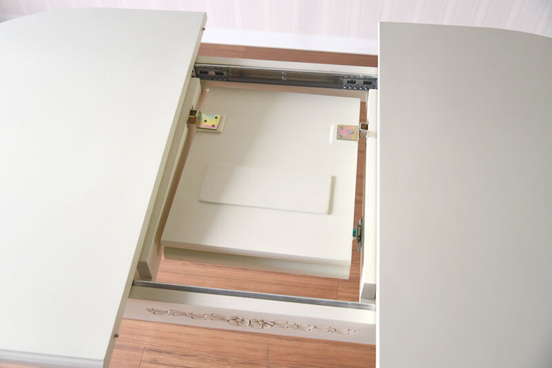 ダイニング家具 テーブル 4人 アンティーク 調 ダイニング 楕円 伸縮 オーバル 伸長式 幅140cm→175cm ロココ ダイニングテーブル ホワイト 姫系 猫脚 ヨーロピアン 輸入家具 オシャレ 白家具 北欧 クラシック