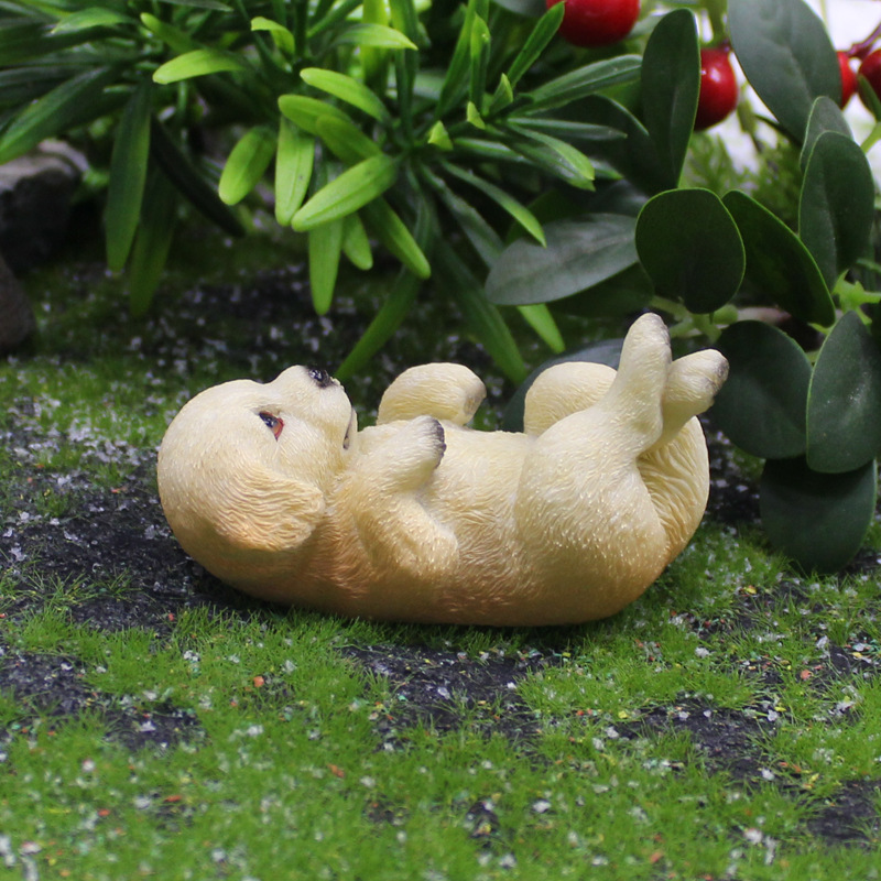 ゴールデンレトリバー 置物 子犬 リアル かわいい ミニチュア 犬 オブジェ 樹脂製 アニマル インテリア 雑貨 ガーデン 卓上 玄関 飾り デスク 車内 誕生日 プレゼント ギフト