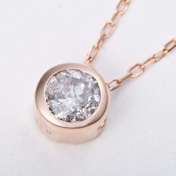 ネックレス レディース ダイヤモンド 0.15ct K18PG ピンクゴールド フクリン留め ペンダント 一粒 ダイヤ 18金 華奢 シンプル ジュエリー アクセサリー ギフト プレゼント 贈り物