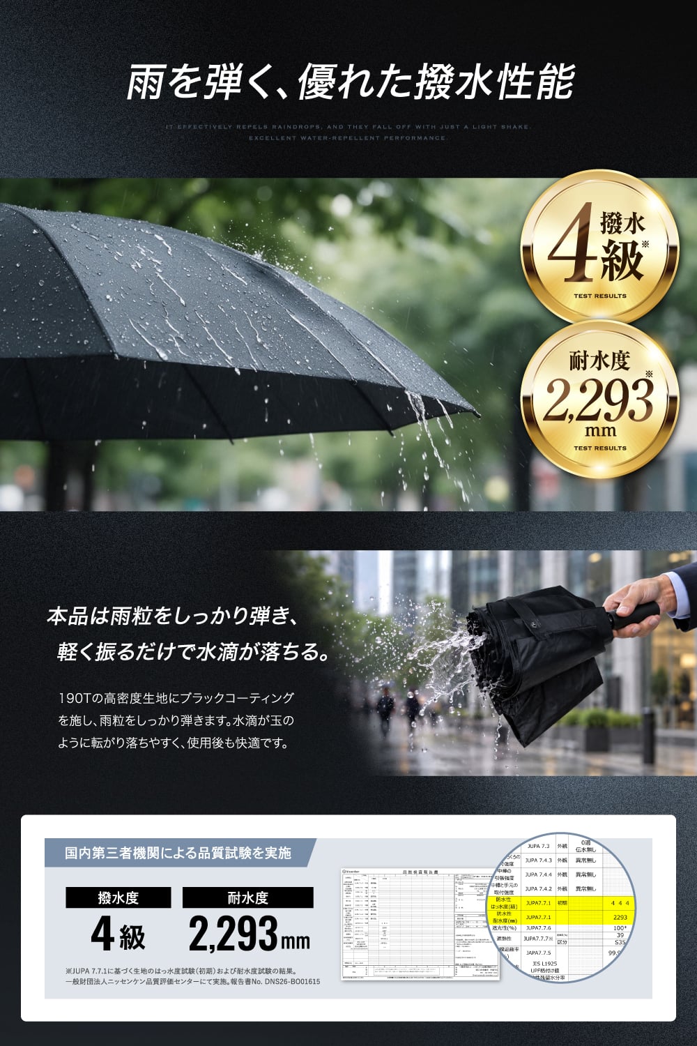 おりたたみ傘 折りたたみ傘 日傘【国内試験済み】大きいサイズ メンズ 晴雨兼用【UVカット99.9％】逆折り式 12本骨 UPF50+