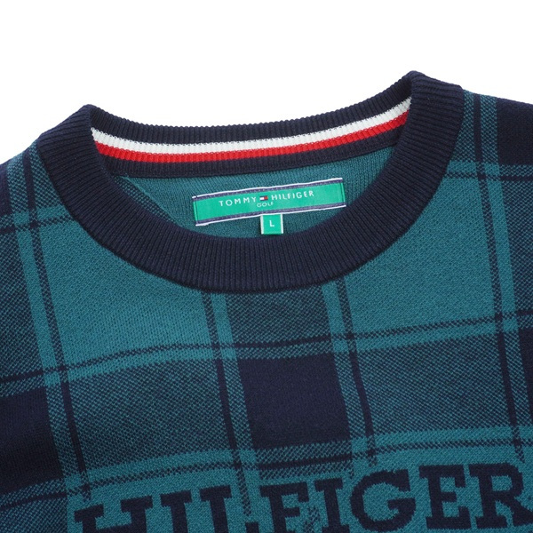 トミーヒルフィガー ゴルフ メンズ バッファローチェックジャカード クルーネックセーター TOMMY HILFIGER GOLF THMA478 秋冬モデル お誕生日祝い お祝い 記念品 お父さん 父の日 彼氏 男性 30代 40代 50代 60代  還暦祝い 敬老の日 人気プレゼント プレゼント