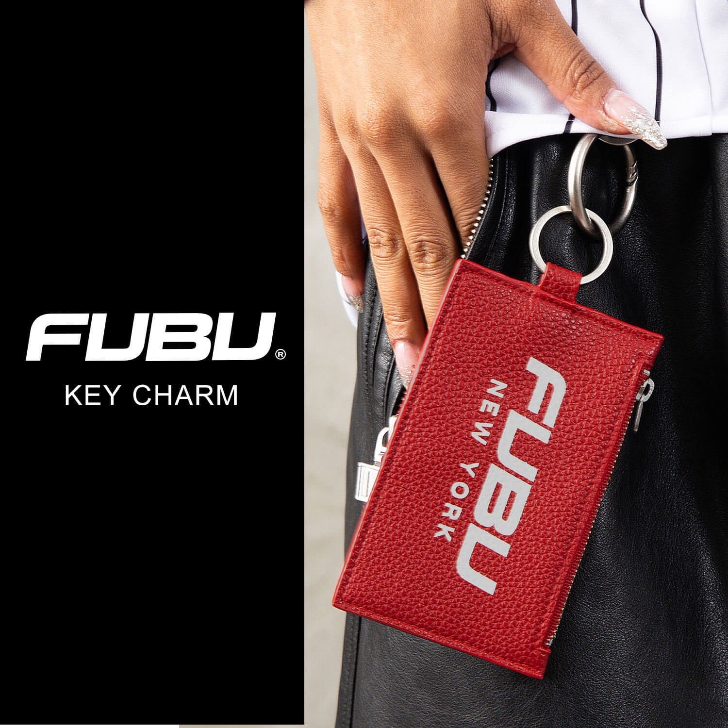 FUBU フブ キーチャーム メンズ レディース fam-62903 キーホルダー コインケース カードケース フラグメントケース 小銭入れ 財布 フェイクレザー ロゴ ストリート ヒップホップ ダンス カジュアル 小物 ギフト プレゼント 2026FW Karlas
