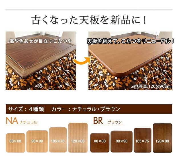 こたつ 長方形 天板のみ 楢ラウンドこたつ天板-アスター 120x80cm テーブル板 こたつ板 ナチュラル ブラウン 天然木 木製 日本製 国産 テレワーク リモートワーク 在宅ワーク