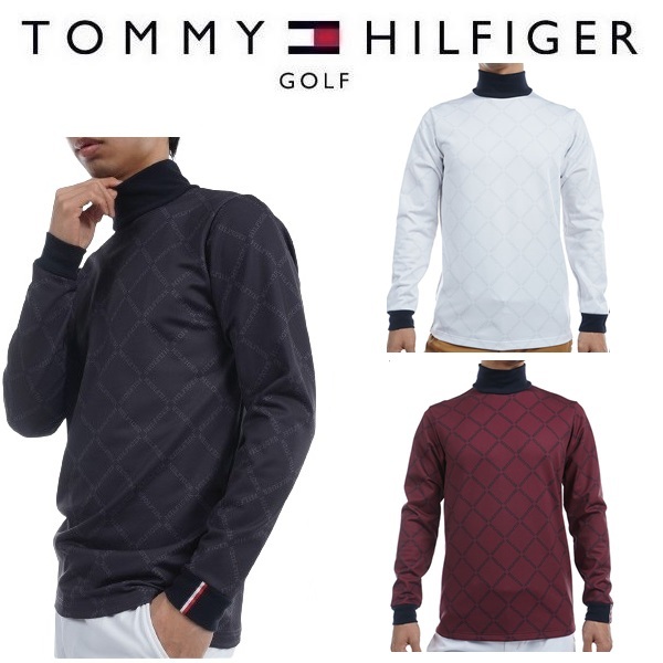 トミーヒルフィガー ゴルフ メンズ ダイヤロゴプリント 長袖ハイネックシャツ TOMMY HILFIGER GOLF THMA481 秋冬モデル お誕生日祝い お祝い 記念品 お父さん 父の日 彼氏 男性 30代 40代 50代 60代  還暦祝い 敬老の日 人気プレゼント プレゼント
