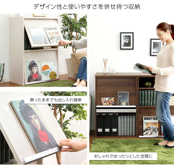 収納家具 ラック フラップ扉2枚タイプ DS60-F2--WAL ウォールナット ホームテイスト ディスプレイ シリーズ 本棚 ブック フラップ フラップチェスト