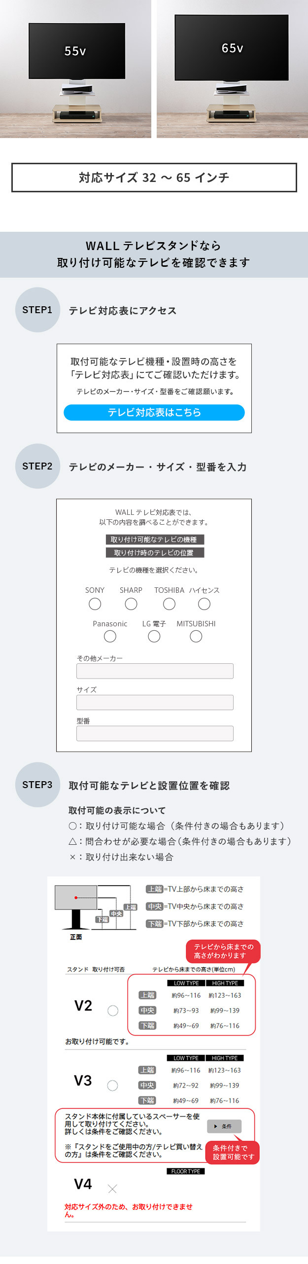 WALLインテリアテレビスタンド B2 BOX+棚板セット ボックス棚板 キャスター付き 収納付きスタンド 32~65v対応 ロータイプ 壁寄せ 自立型 テレビ台 TVスタンド 高さ調節 角度調節 左右首振り 背面収納 コード収納 木目調 ベージュ 家具