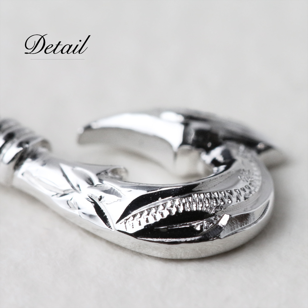 ハワイアンジュエリー ネックレス フィッシュフック モアナ ネックレス 誕生石入れ可 カレイキニ Sサイズ ロジウムコーティング シルバー925 ギフトラッピング可能セット チェーン 長さ選べる ハロウィン 【品番：CG-SP3406】
