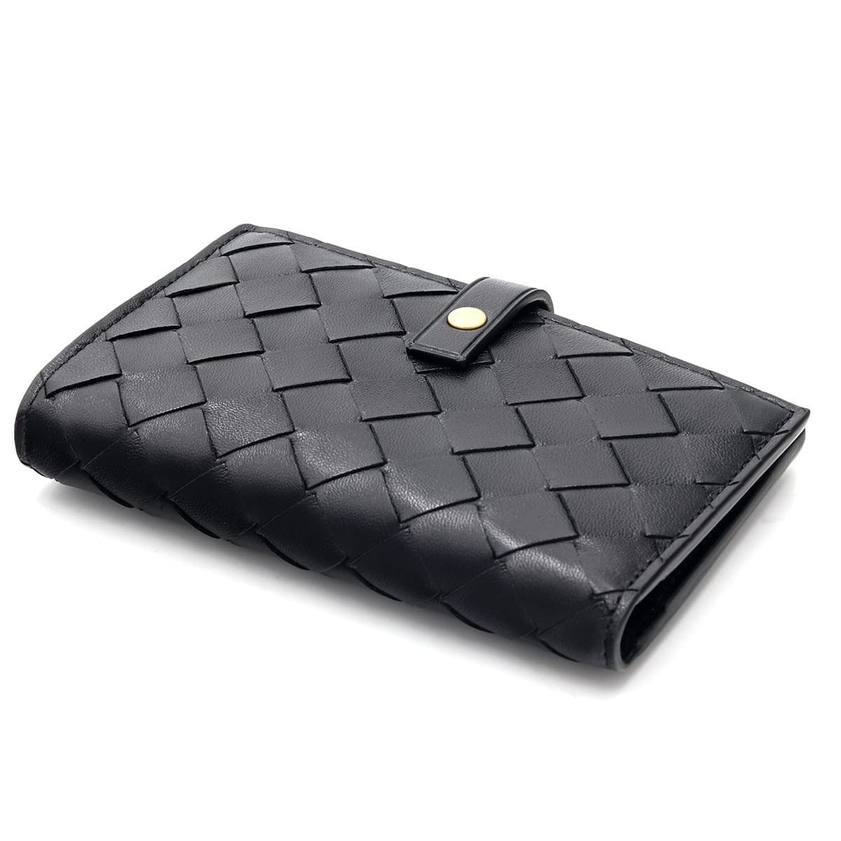 ボッテガヴェネタ BOTTEGA VENETA 二つ折り財布 イントレチャート メンズ レディース ブラック 黒 小銭入れ付き ファスナー小銭入れ カード入れ10個 ラムレザー 本革 609070 V3UH2 8425 縦長