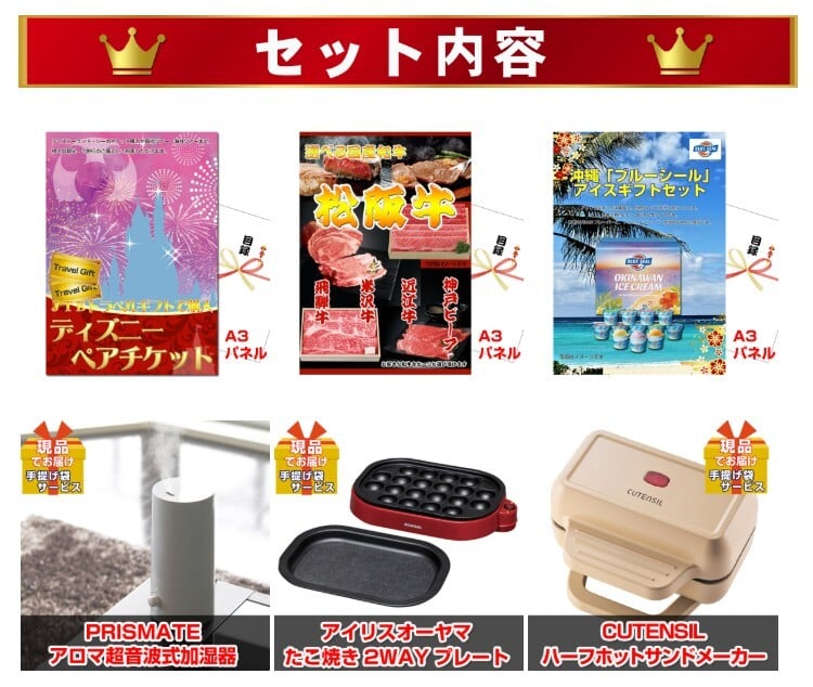 ビンゴ・二次会の景品はお任せ 景品 セット ビンゴ 二次会 ディズニーペアチケット人気パネル景品３枚＆現品２０点セットB 景品パネル＆引換券付き目録 15277 結婚式 ゴルフコンペ イベント 抽選会