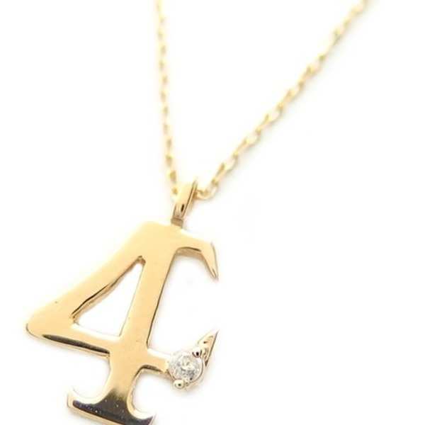 ナンバー ネックレス ダイヤモンド 0.01ct K18 ゴールド 数字 4 ペンダント レディース メンズ アクセサリー 18金 ダイヤネックレス 華奢 シンプル おしゃれ ジュエリー